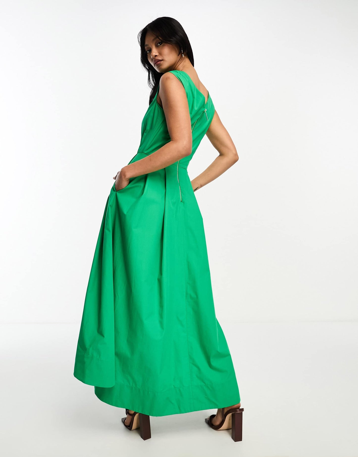 Closet London high low midaxi dress in green