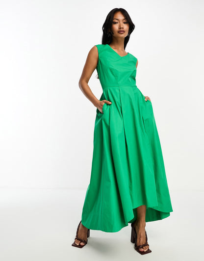 Closet London high low midaxi dress in green