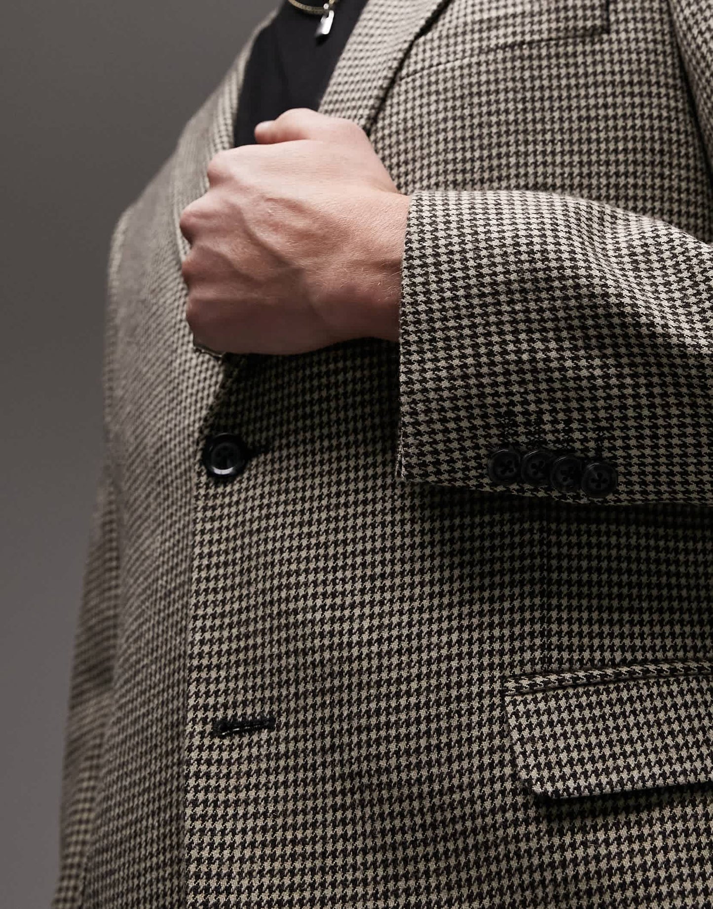 Topman wool mix slim blazer in brown