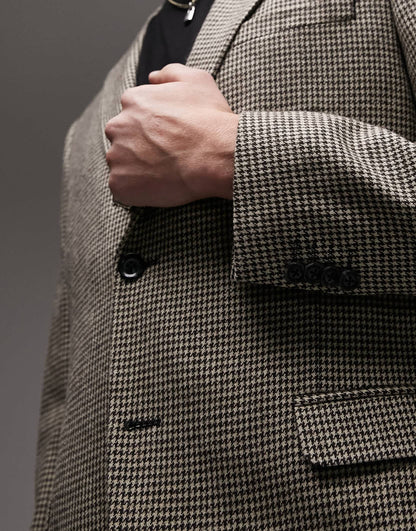 Topman wool mix slim blazer in brown