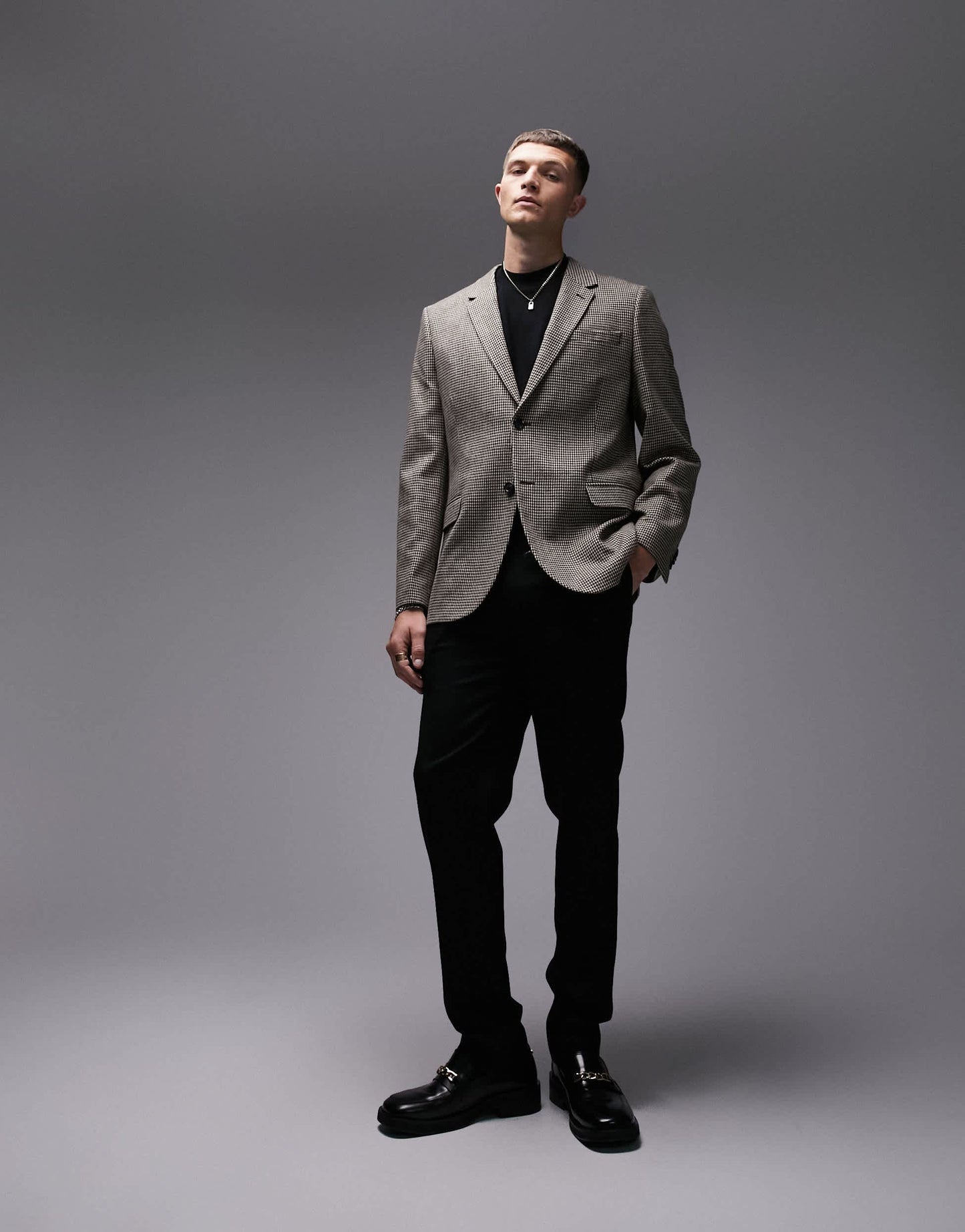 Topman wool mix slim blazer in brown