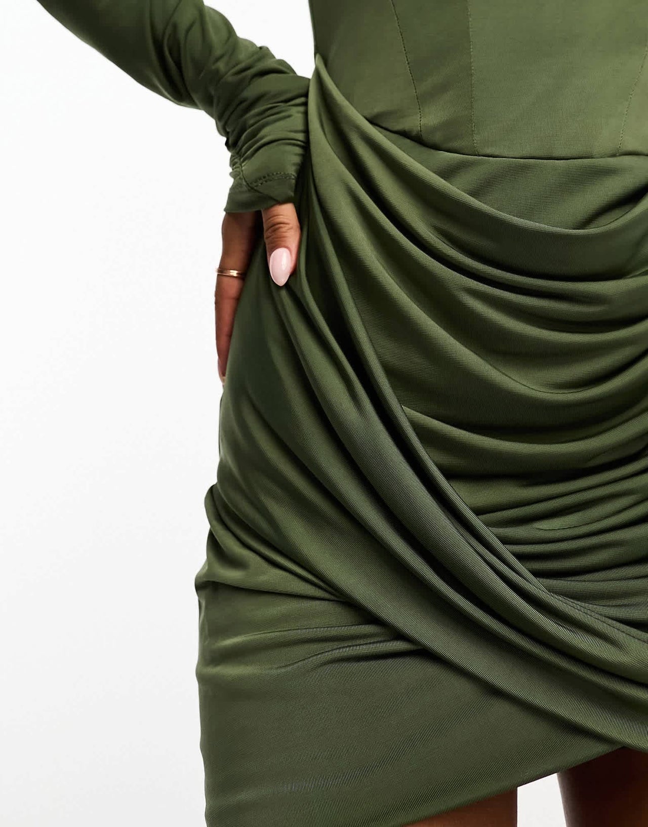 ASOS DESIGN draped corset slinky detail mini dress in green