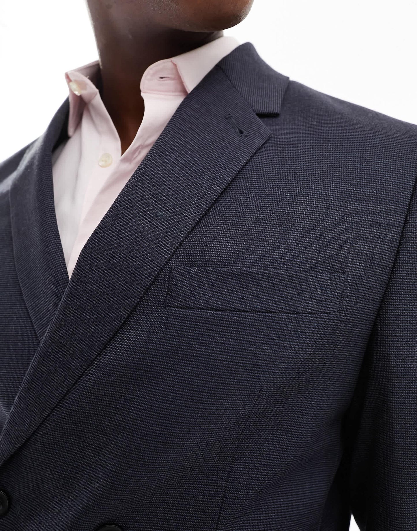 Ben Sherman double breast plain slim jacket in mid blue