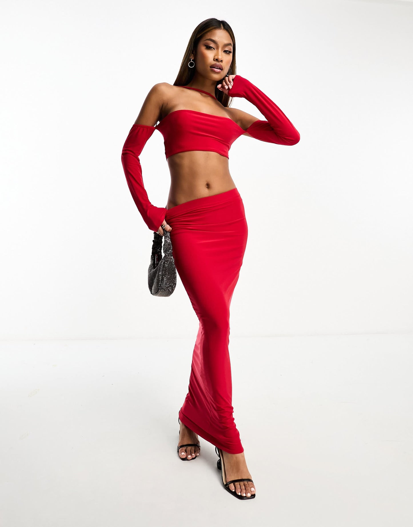 Public Desire bardot strappy top co-ord in red