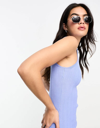 Bershka knitted mini dress in slate blue