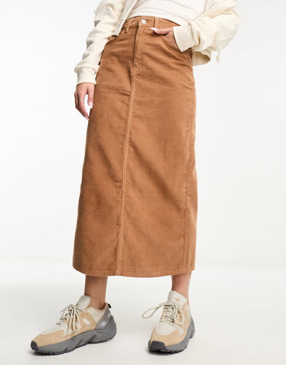 Cotton On corduroy maxi skirt in camel