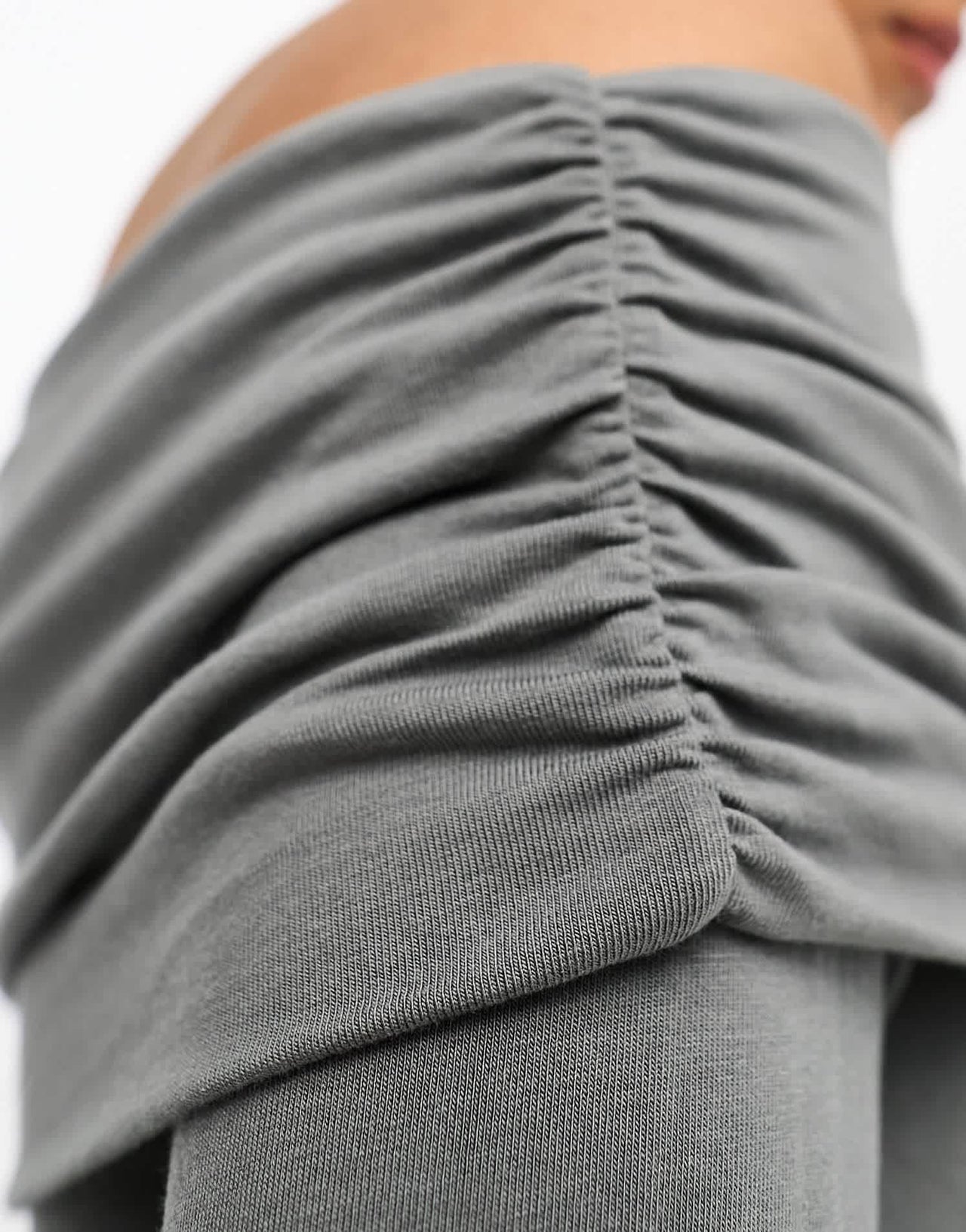 ASOS DESIGN cotton modal clean fold over bardot bodysuit in grey