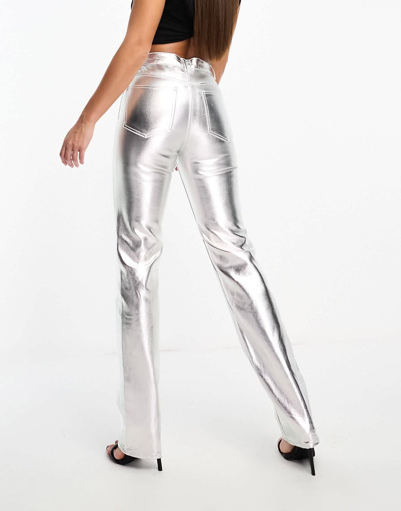 ASOS DESIGN Tall mid rise straight jean in silver