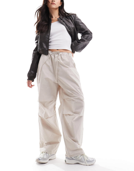 Obey mina parachute trousers in beige