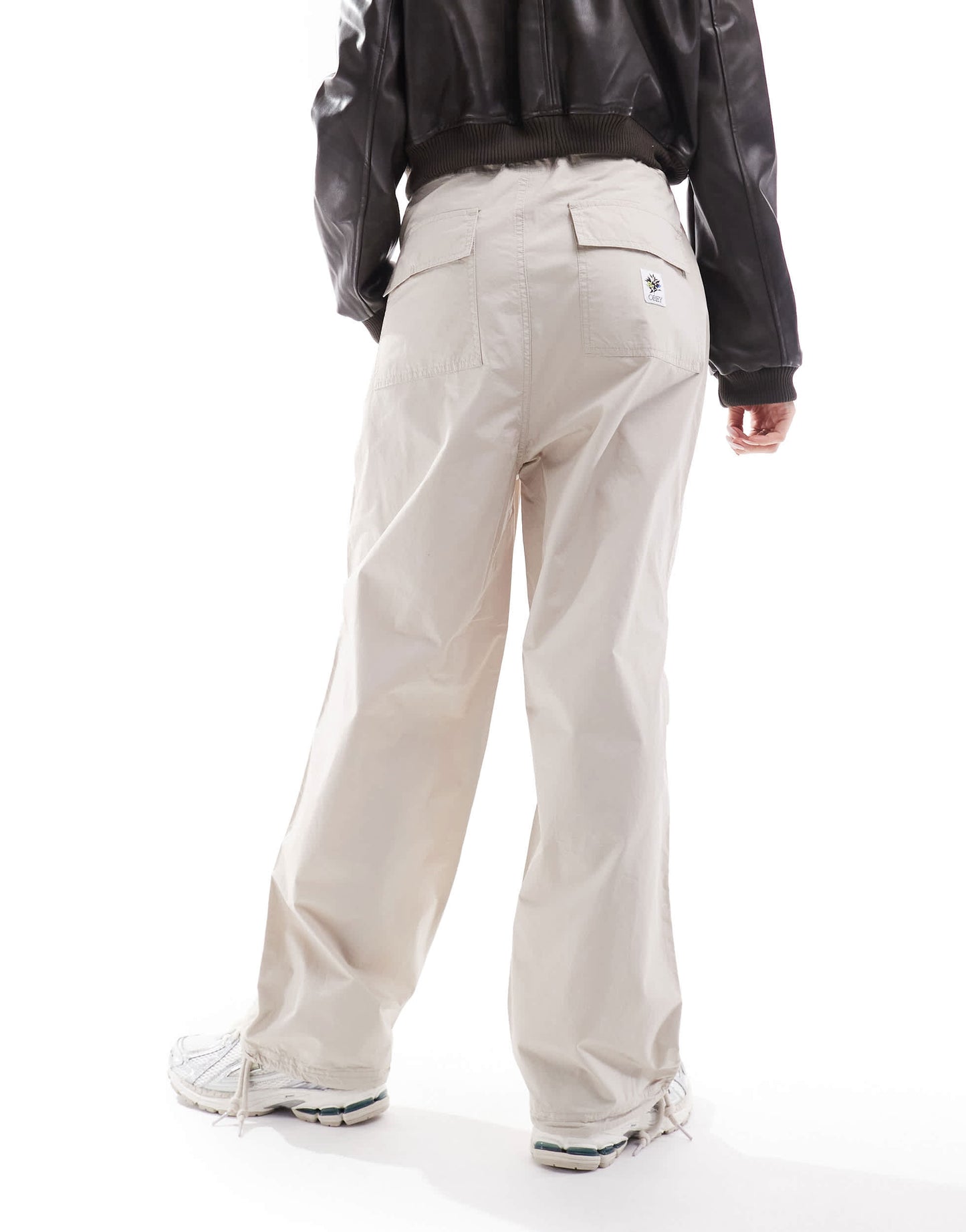 Obey mina parachute trousers in beige