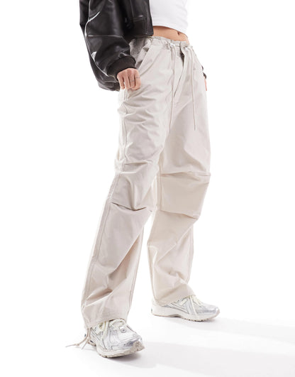 Obey mina parachute trousers in beige