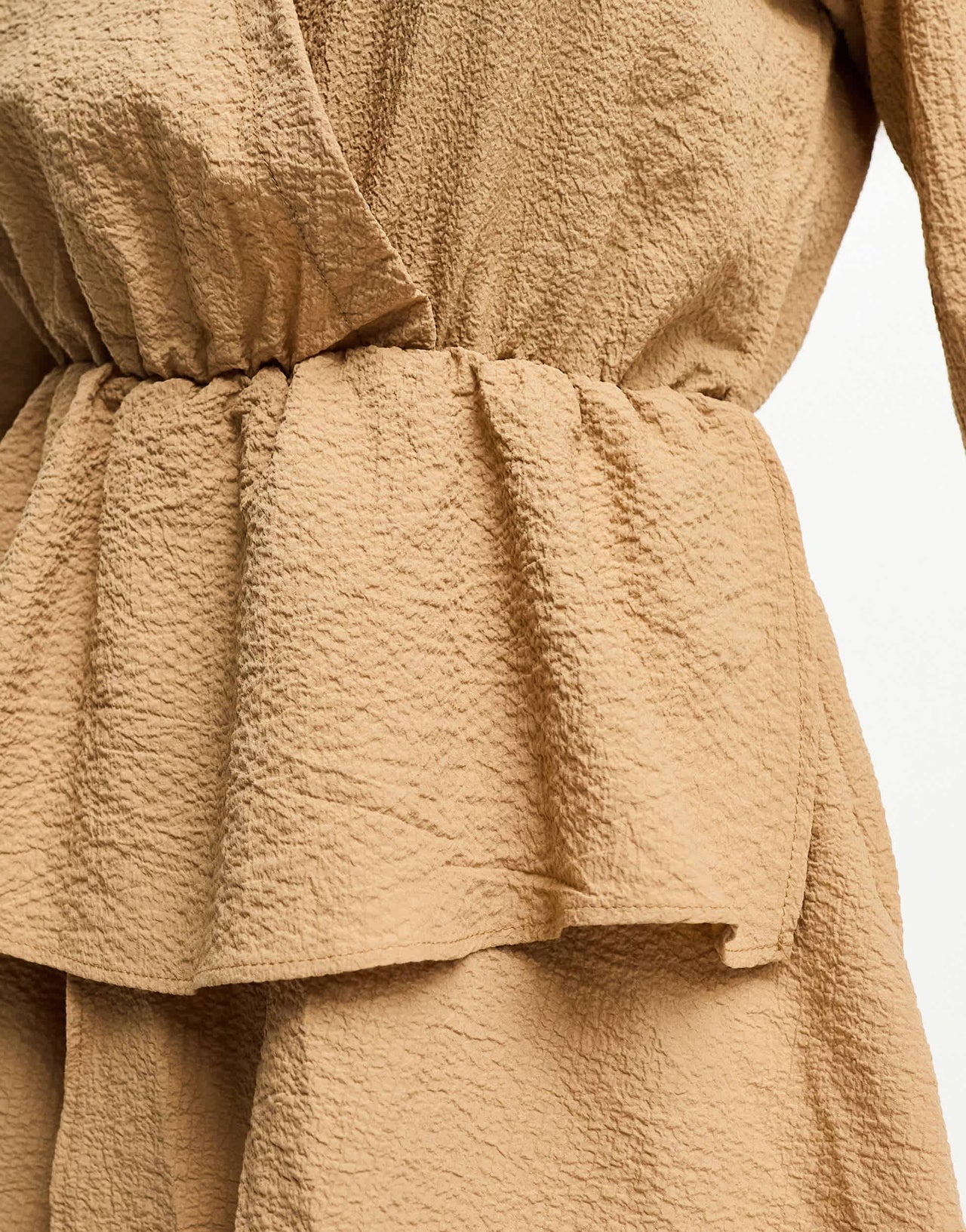 Trendyol modest jumpsuit with peplum detail in camel