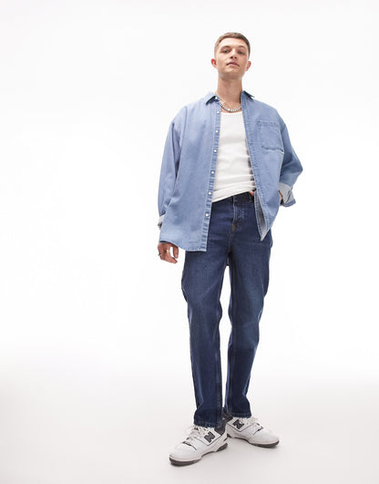 Topman rigid taper jeans in classic dark wash