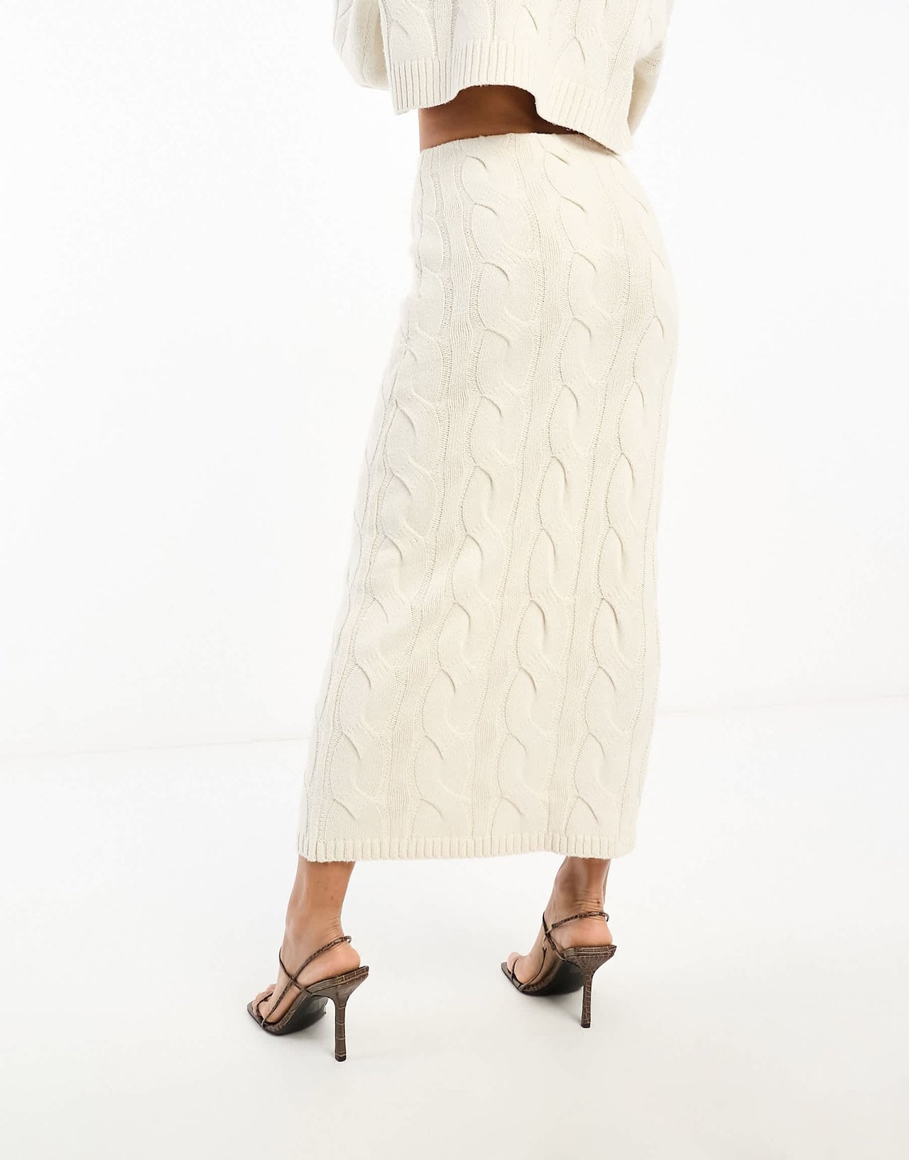Pretty Lavish cable knit midaxi skirt co-ord in cream
