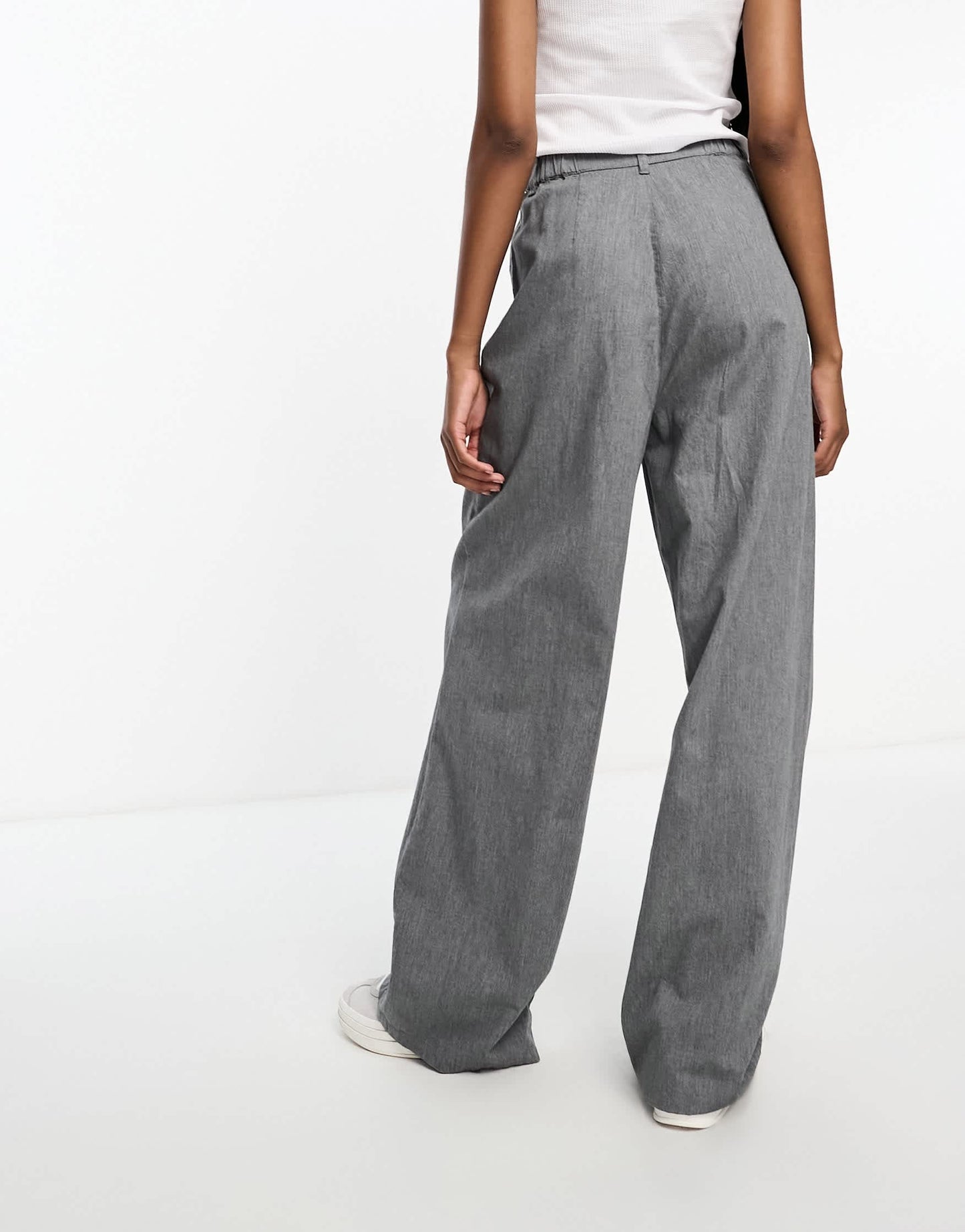 ASOS DESIGN Tall wide leg dad trousers in grey marl
