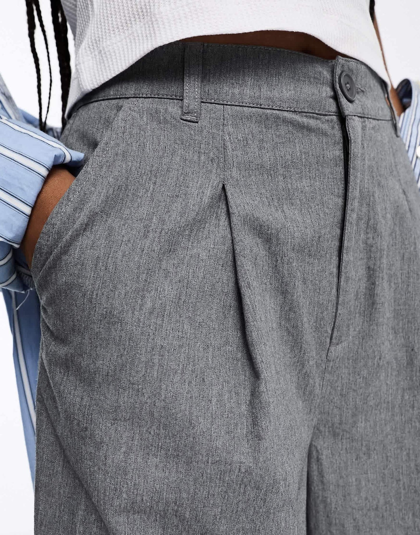 ASOS DESIGN Tall wide leg dad trousers in grey marl