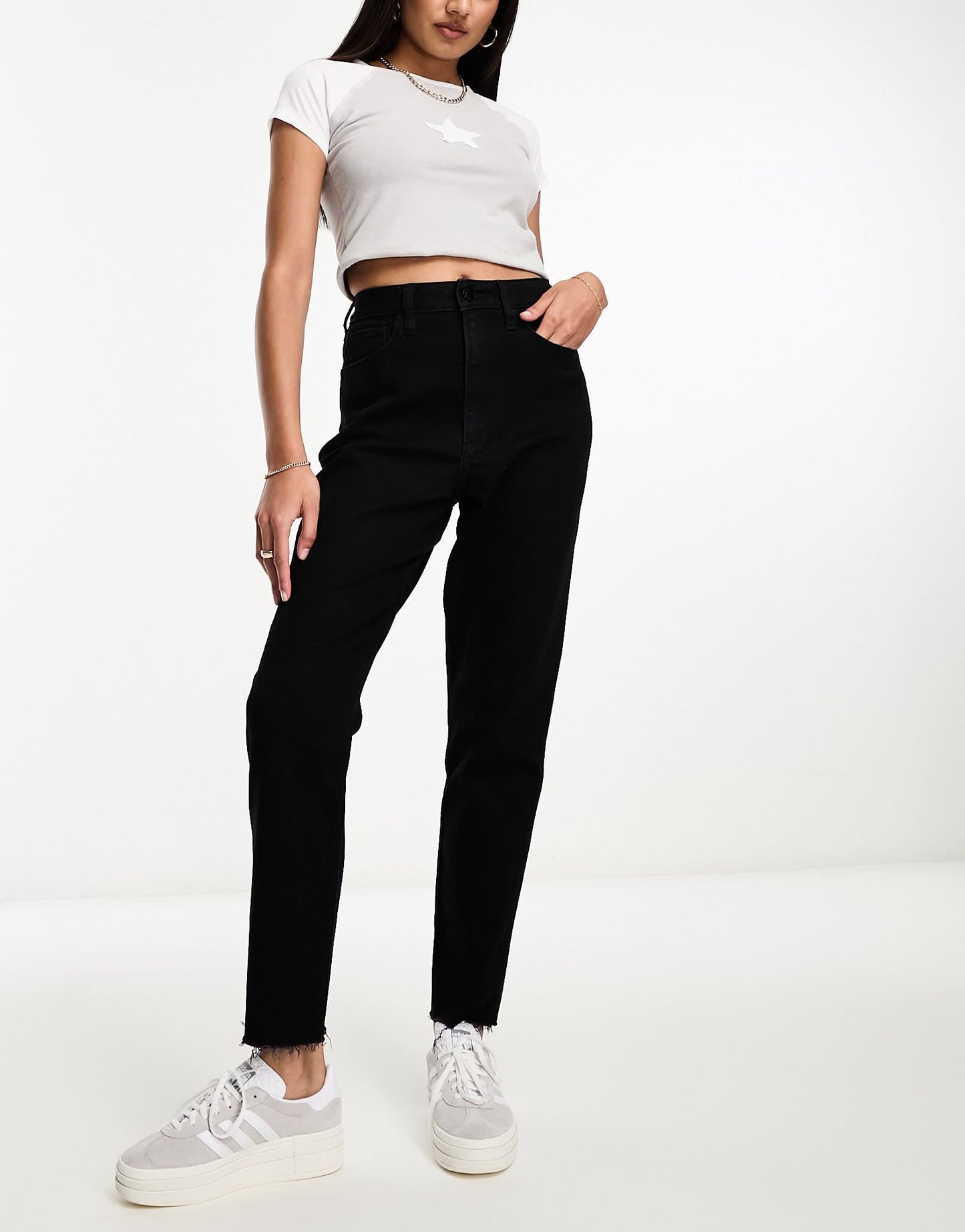 Hollister high rise mom fit jean in saturated black
