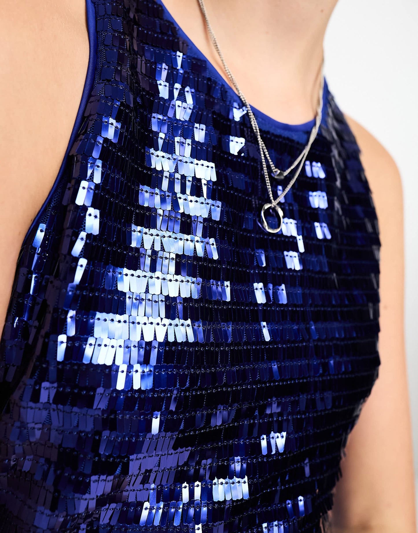 Forever New shard sequin midi dress in cobalt