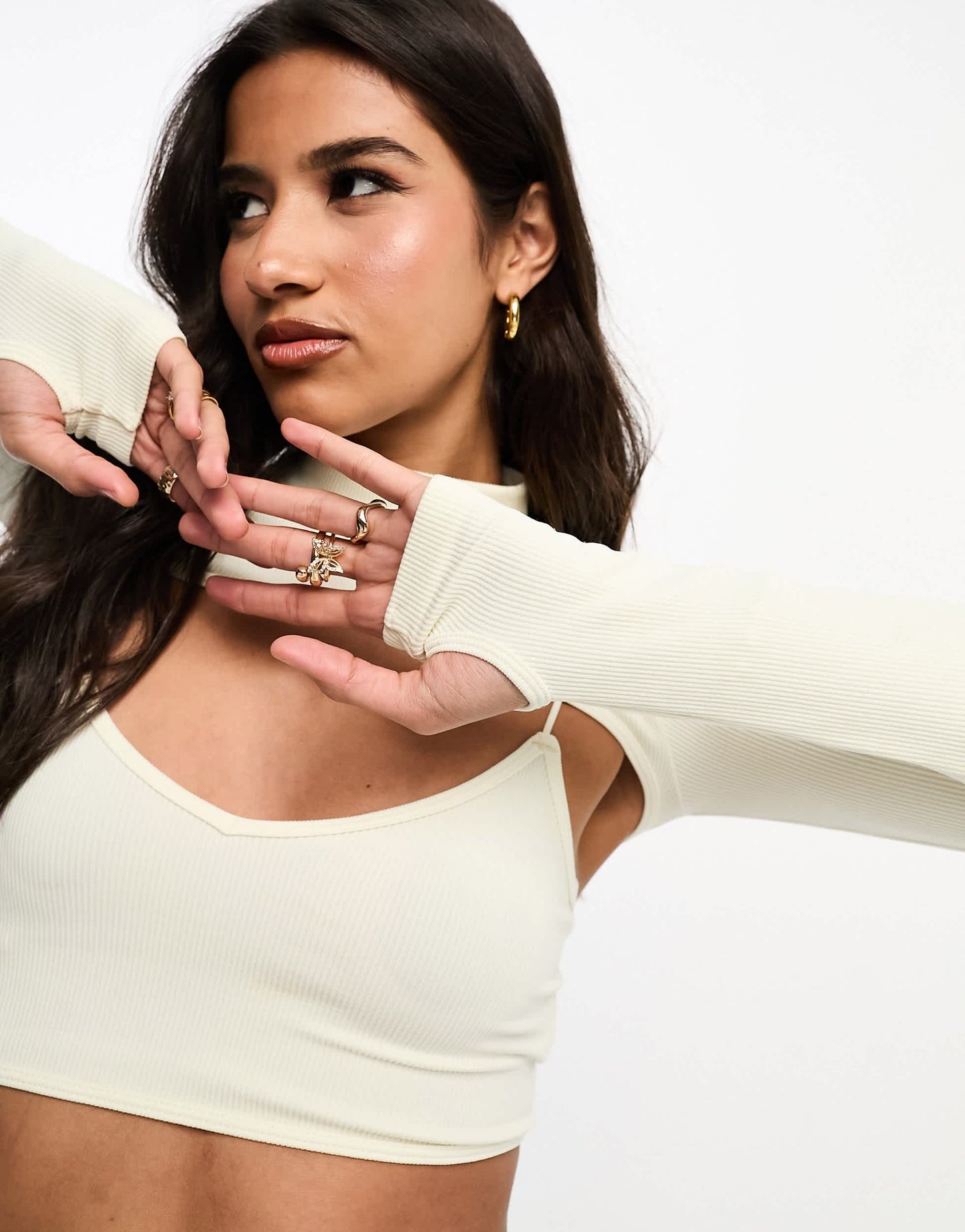 Stradivarius 2 in 1 shrug top in white