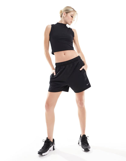 Nike One Dri-Fit tight crop mock neck tank in court black