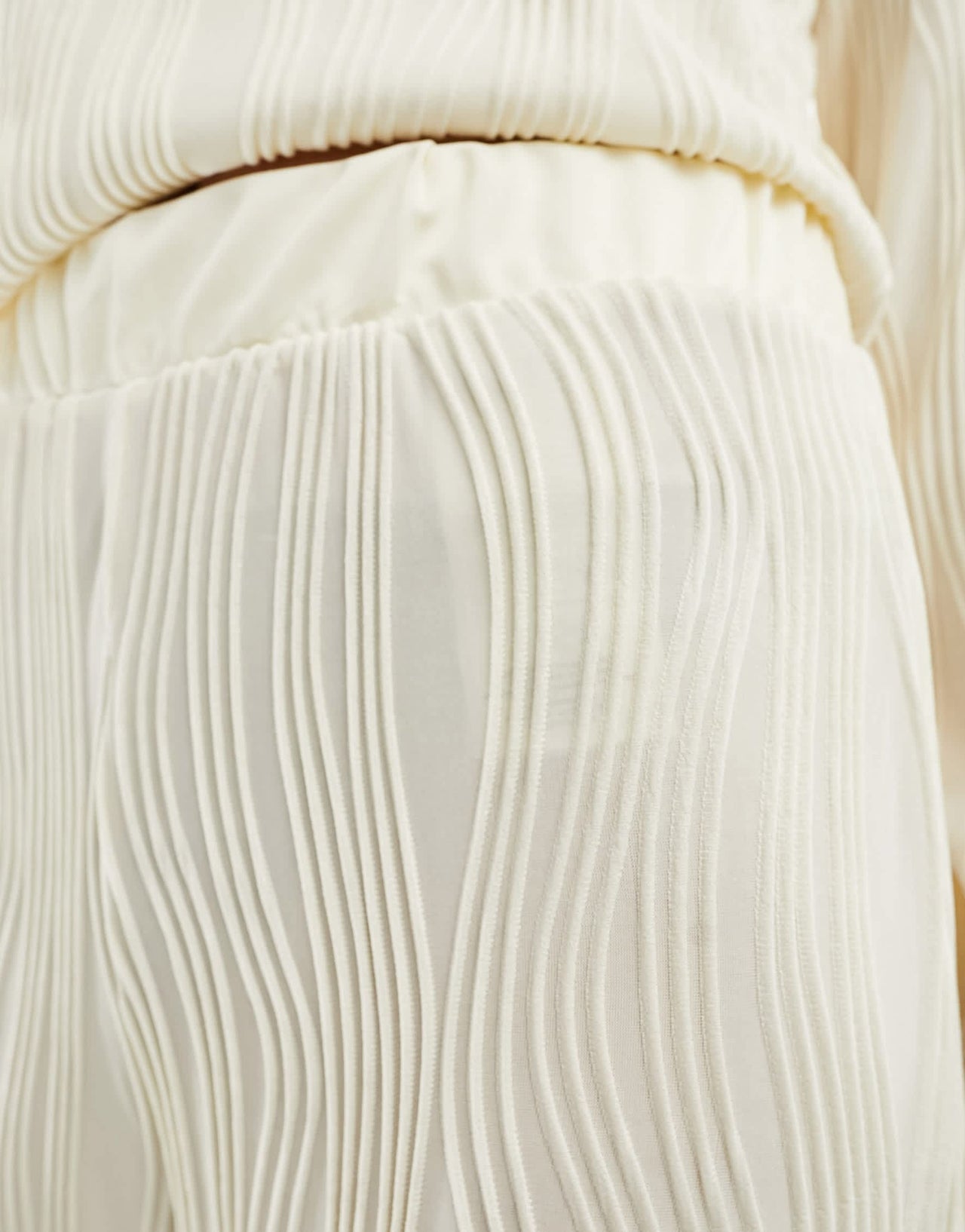 Y.A.S textured high waisted trousers co-ord in cream