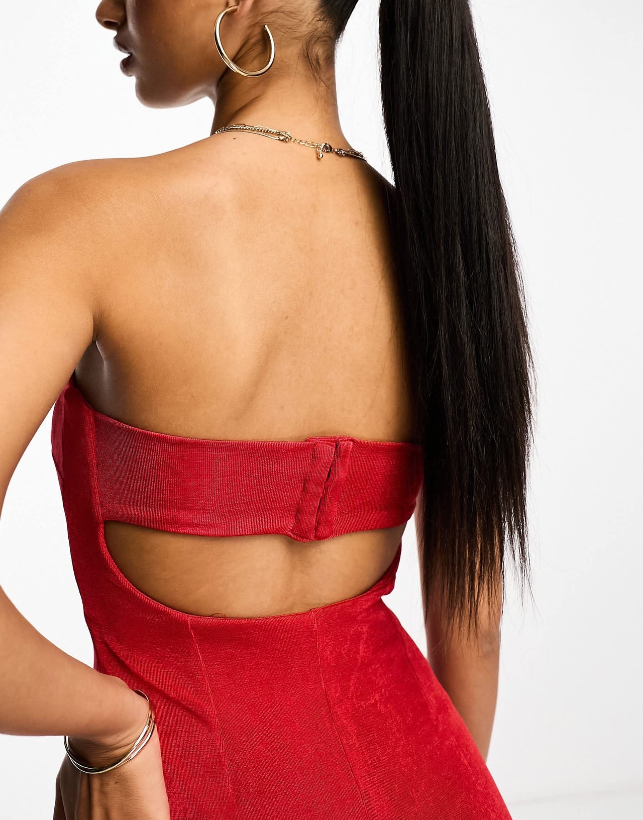 ASOS DESIGN slinky bandeau mini dress in red