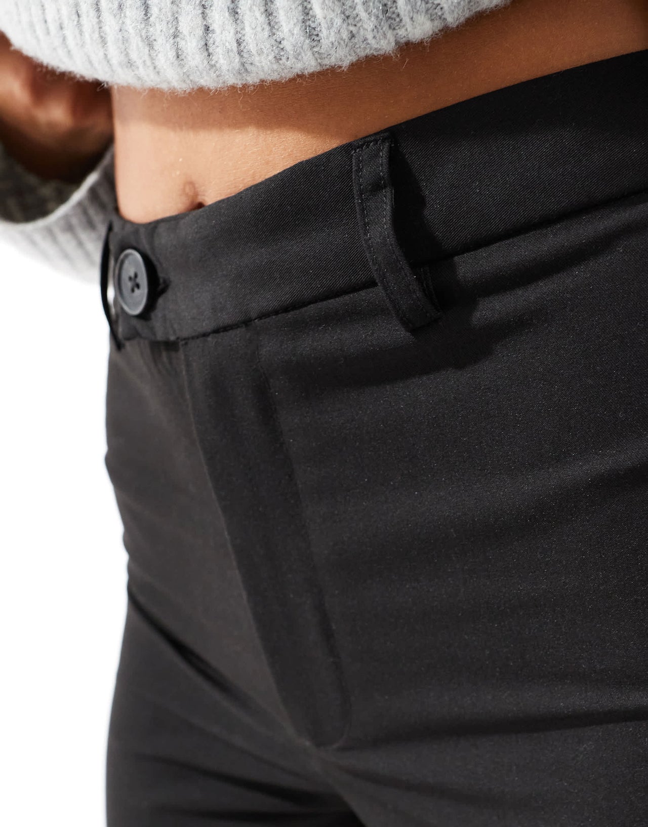 Stradivarius tailored straight slim leg trouser in black