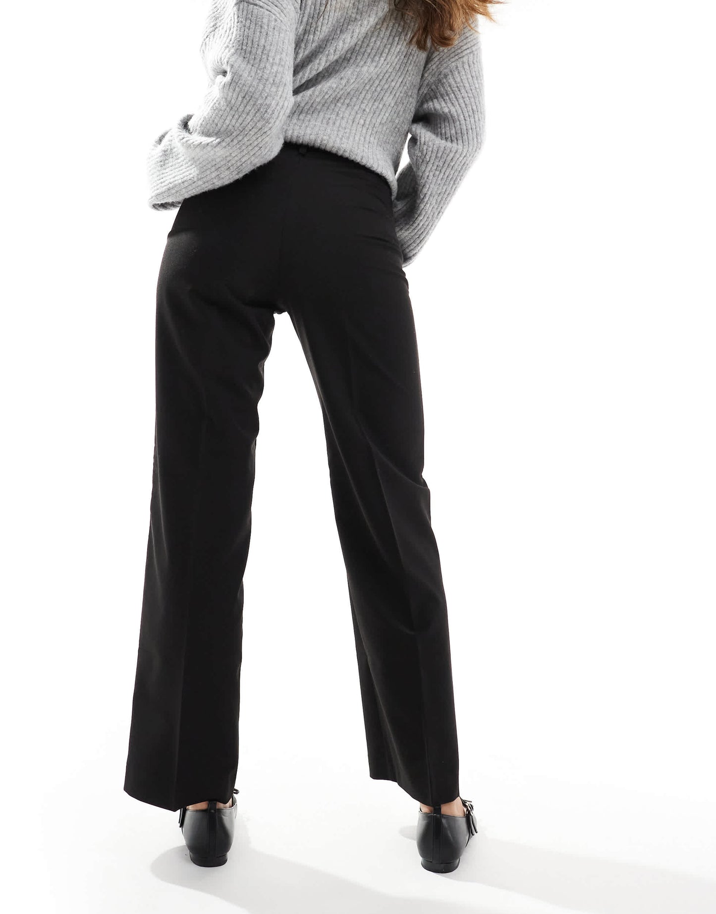 Stradivarius tailored straight slim leg trouser in black