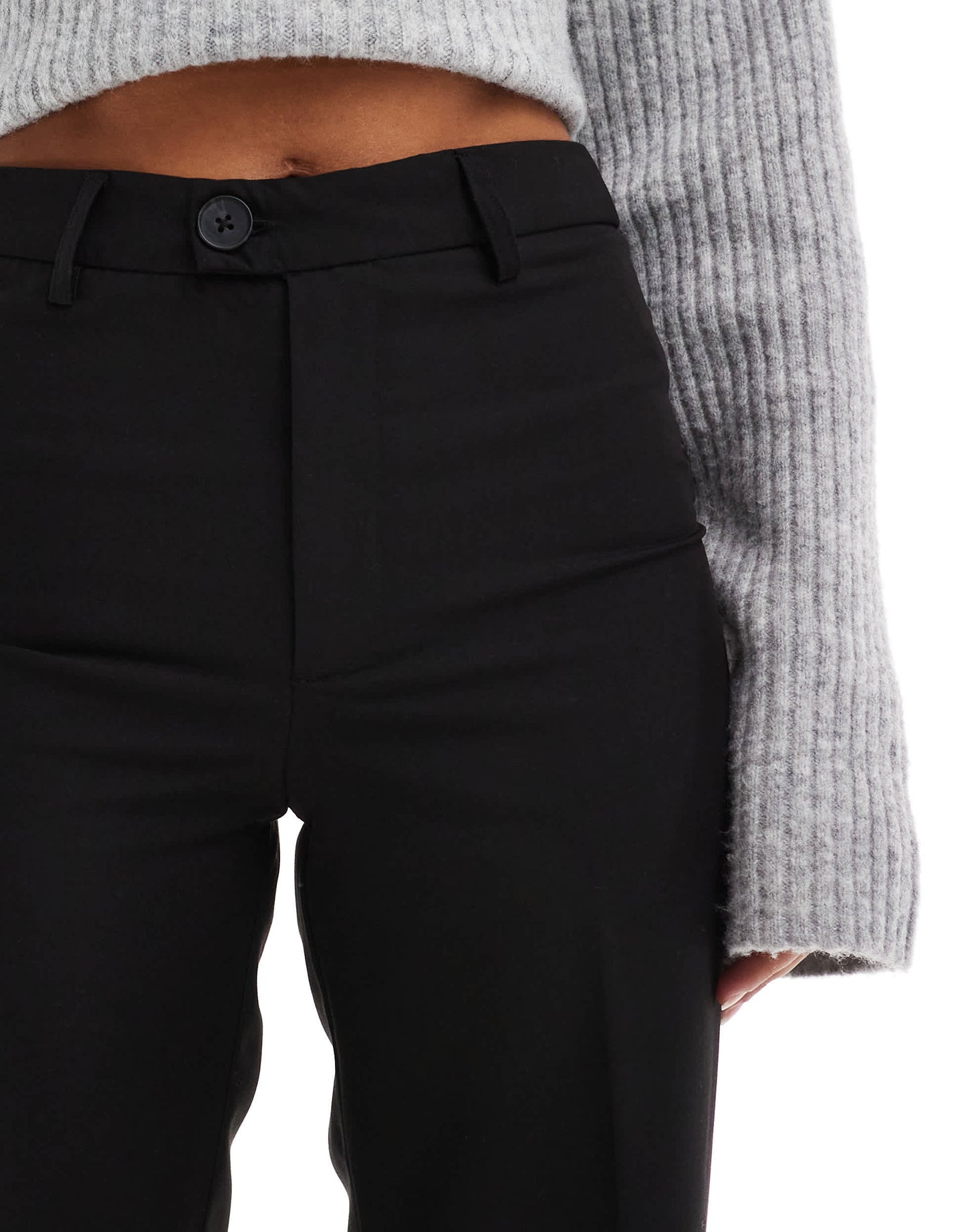 Stradivarius tailored straight slim leg trouser in black