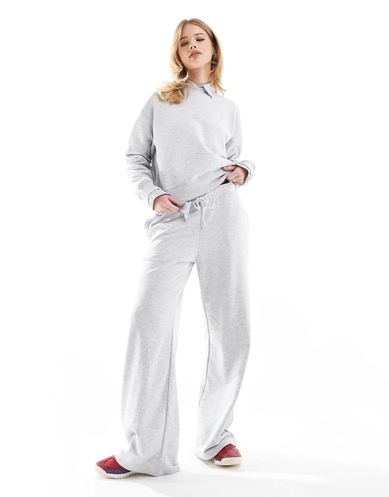Stradivarius wide leg jogger in grey