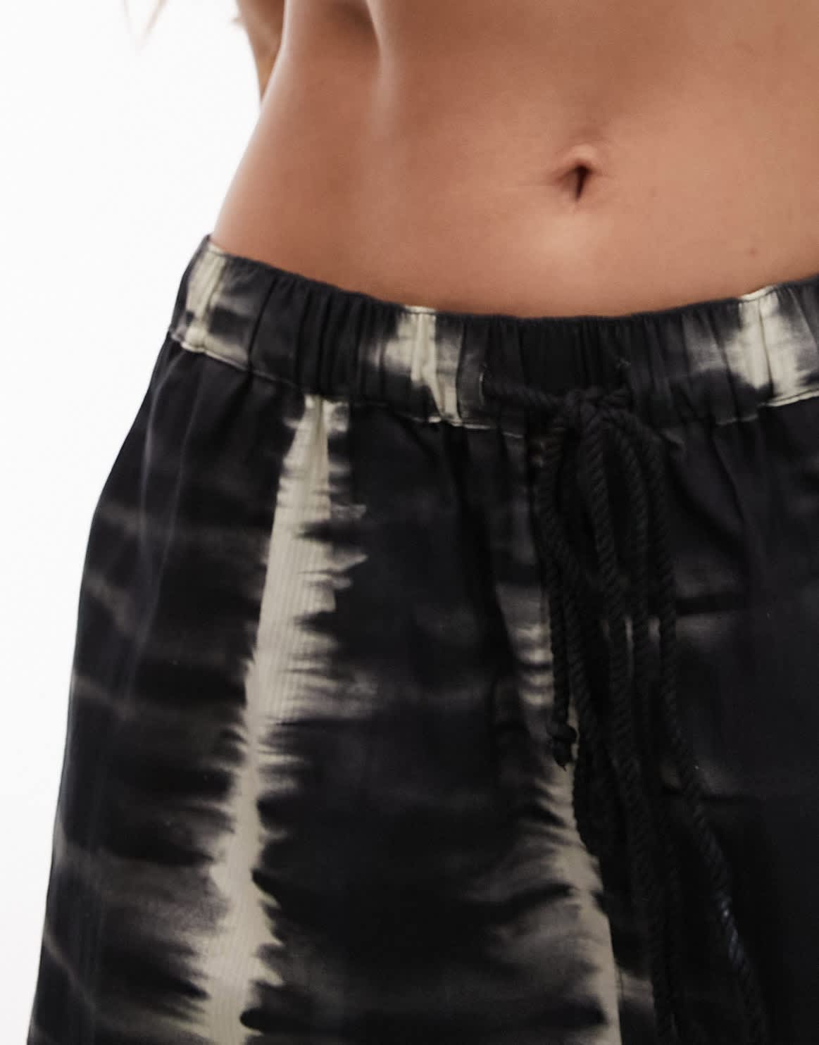Topshop crinkle linen shorts in tie dye print