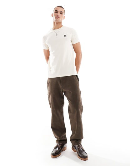 Timberland dunstan river left chest logo t-shirt in off white