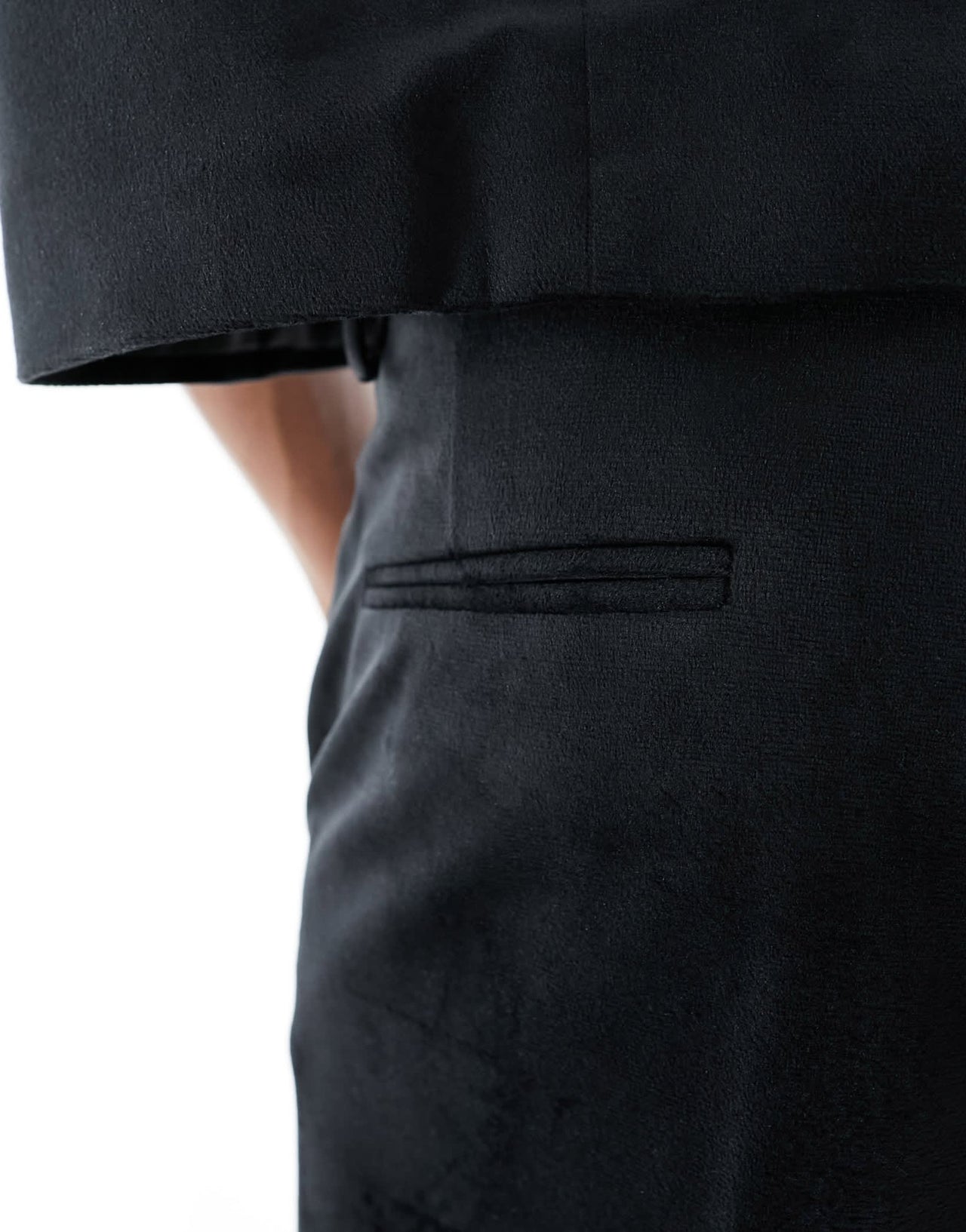 ASOS design wide suit trouser in black suedette