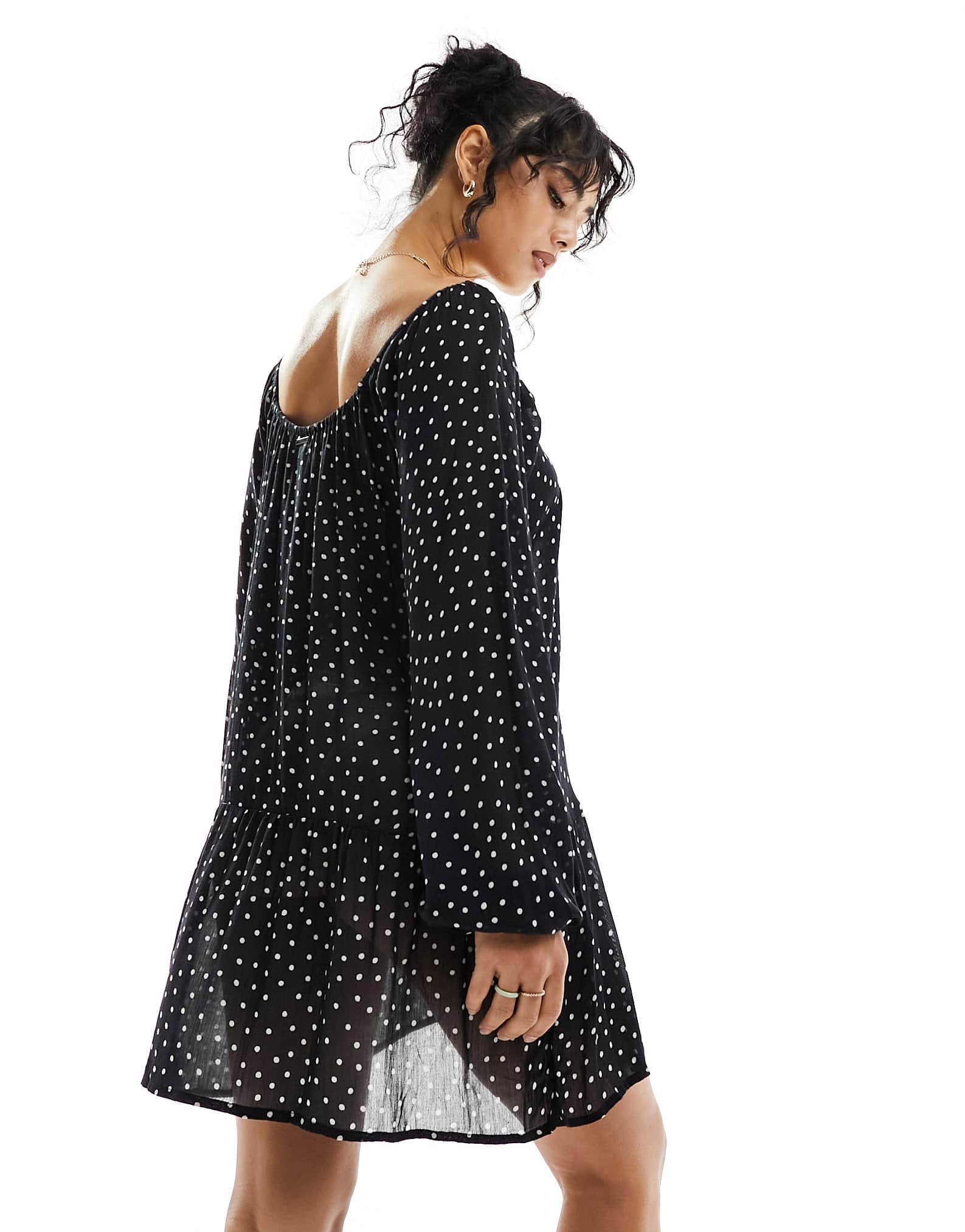 Billabong Lucky You throwover beach dress in polka dot