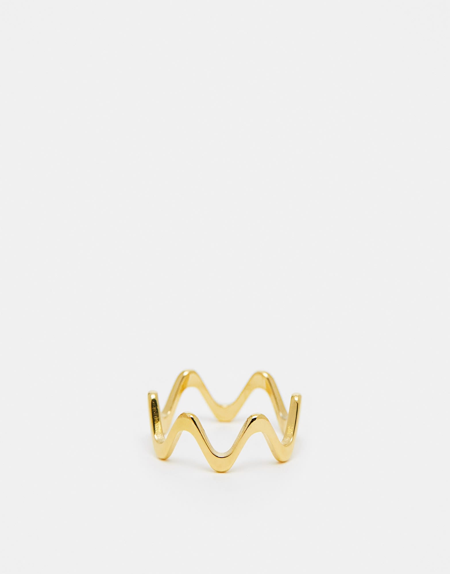 ASOS DESIGN waterproof stainless steel wave ring in gold tone