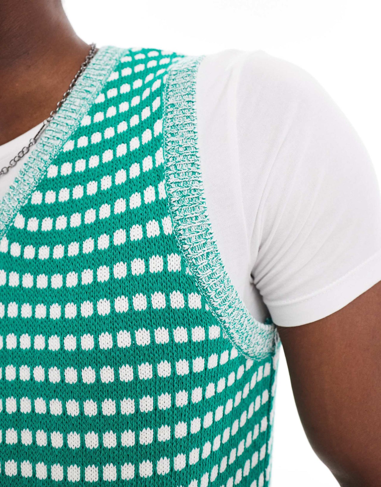ASOS DESIGN knitted tank with contrast texture stitch in green