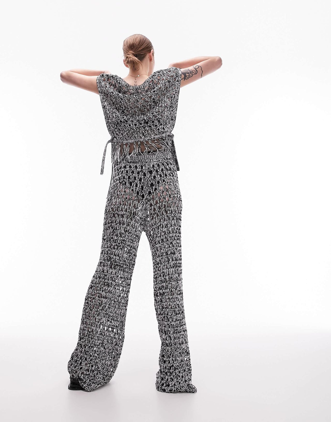 Topshop knitted beach trousers in monochrome