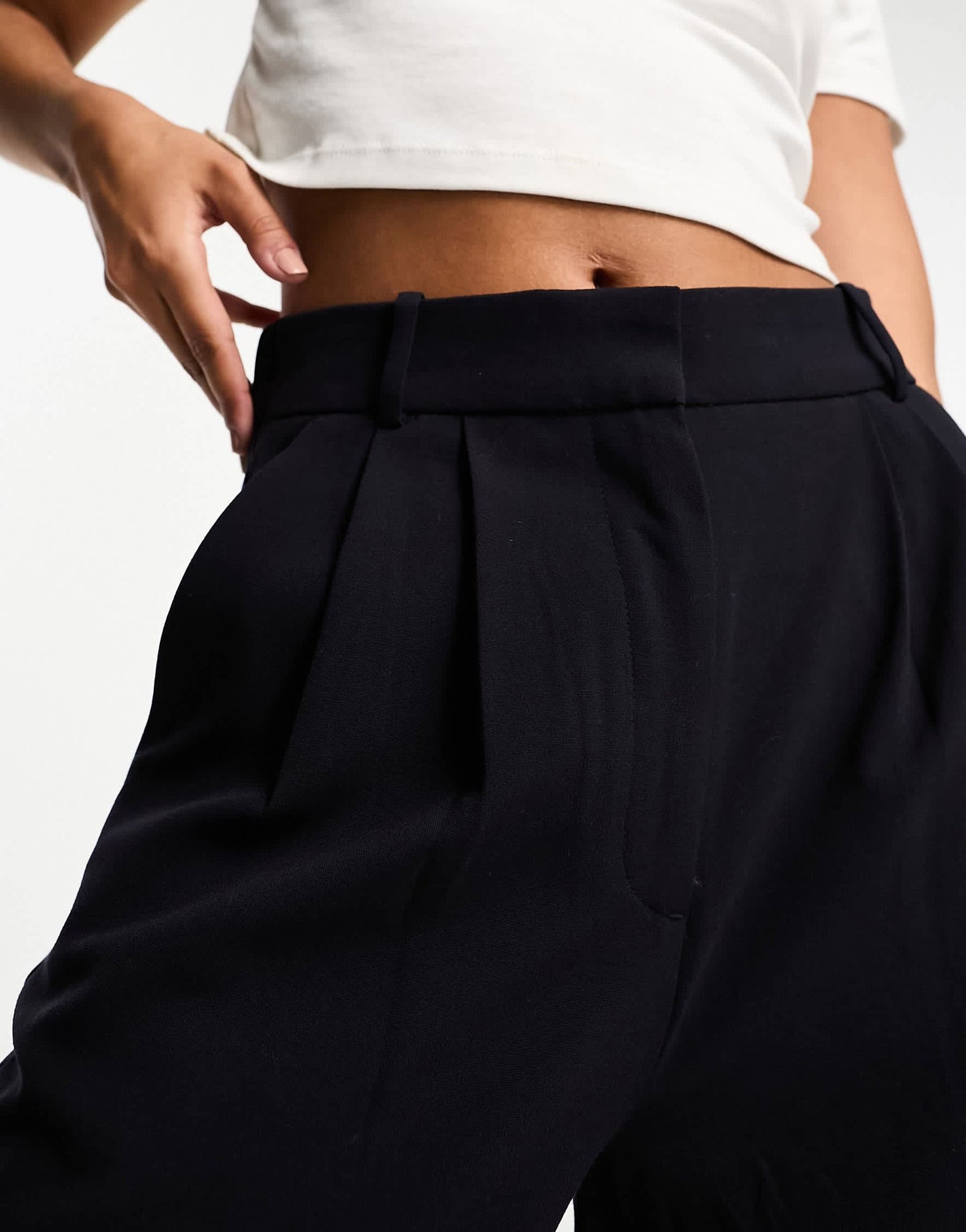 Abercrombie & Fitch sloane wide leg trouser in black