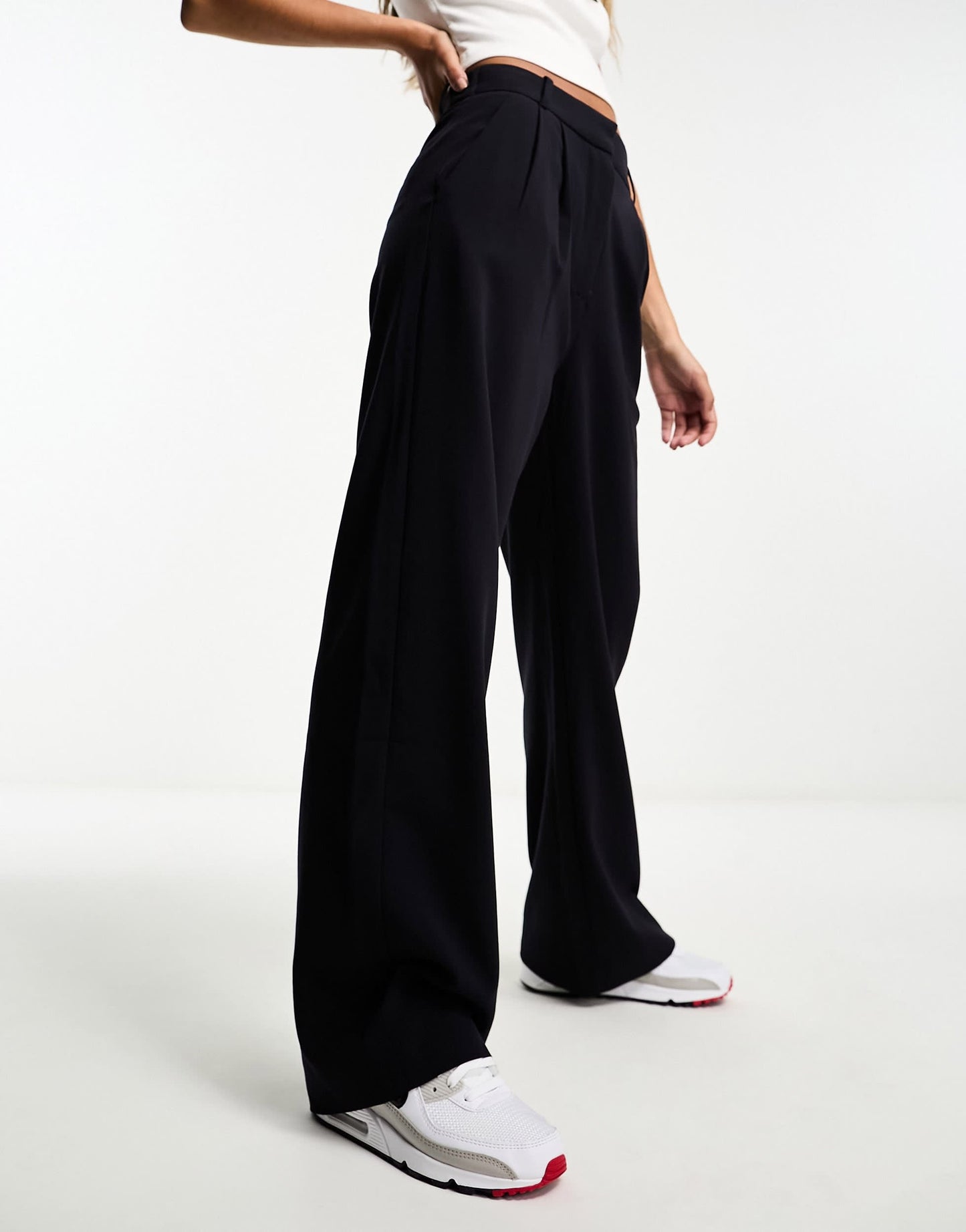 Abercrombie & Fitch sloane wide leg trouser in black