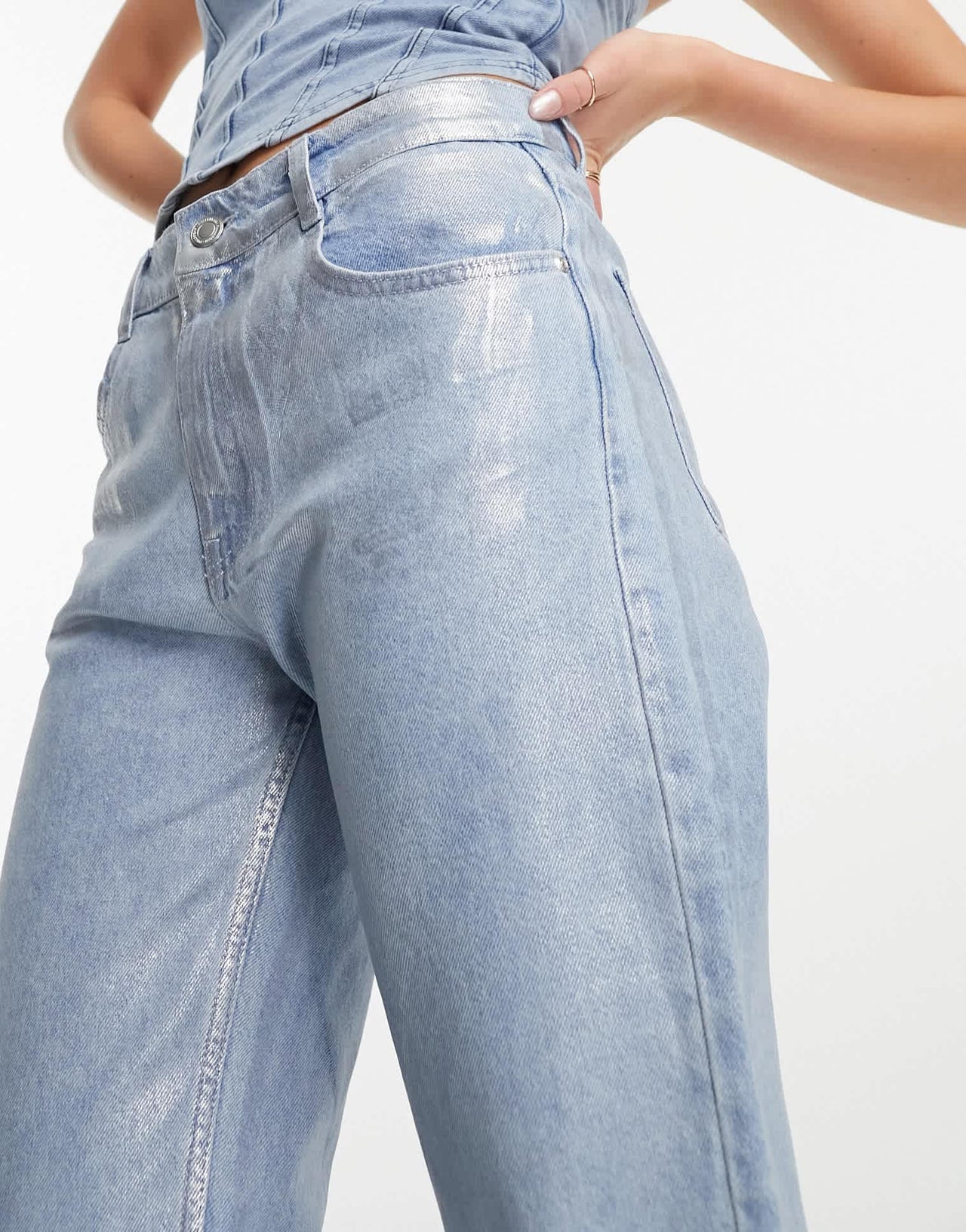 Pull&Bear metallic jean in silver