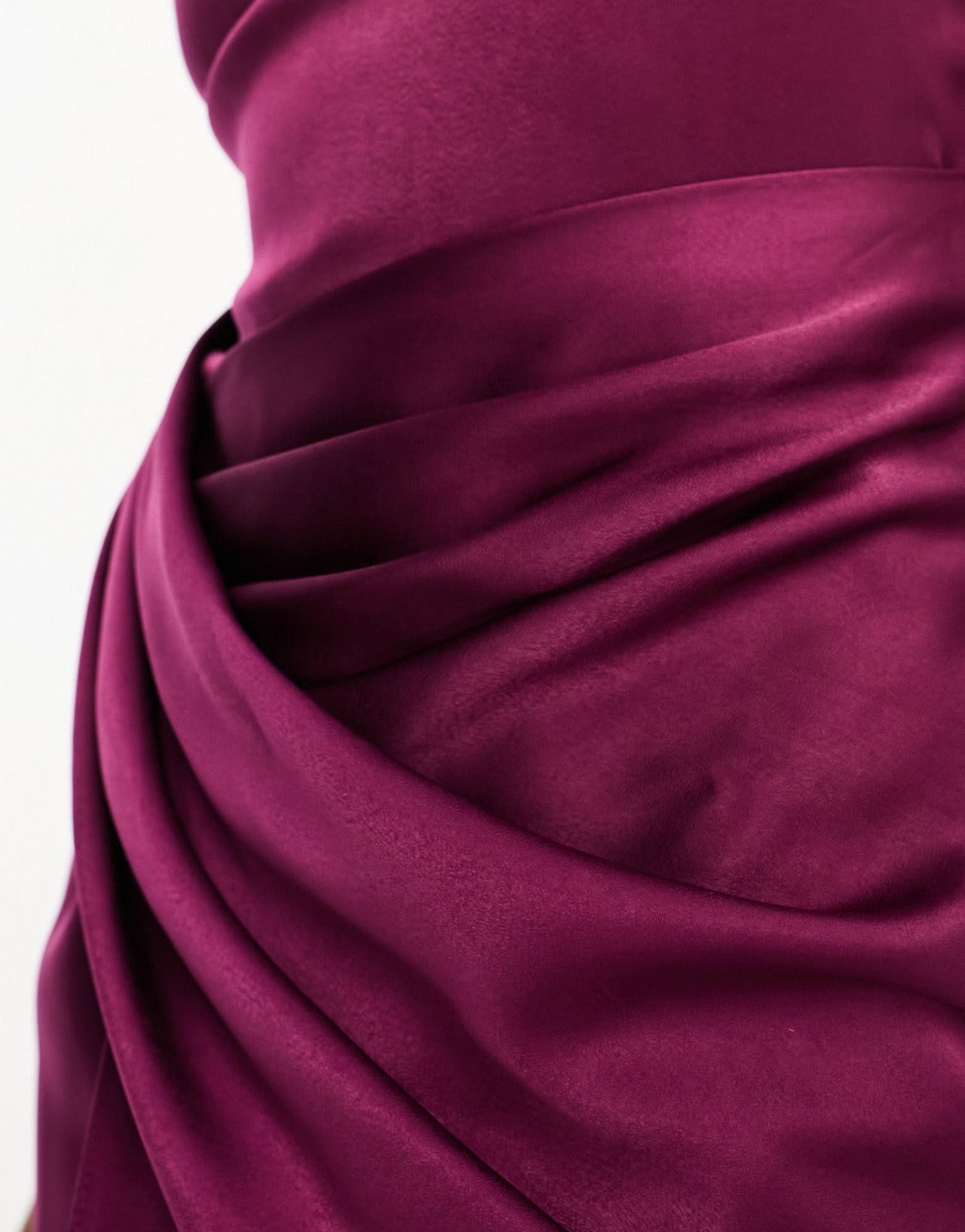 ASOS DESIGN Tall satin cami midi dress with drape skirt in plum