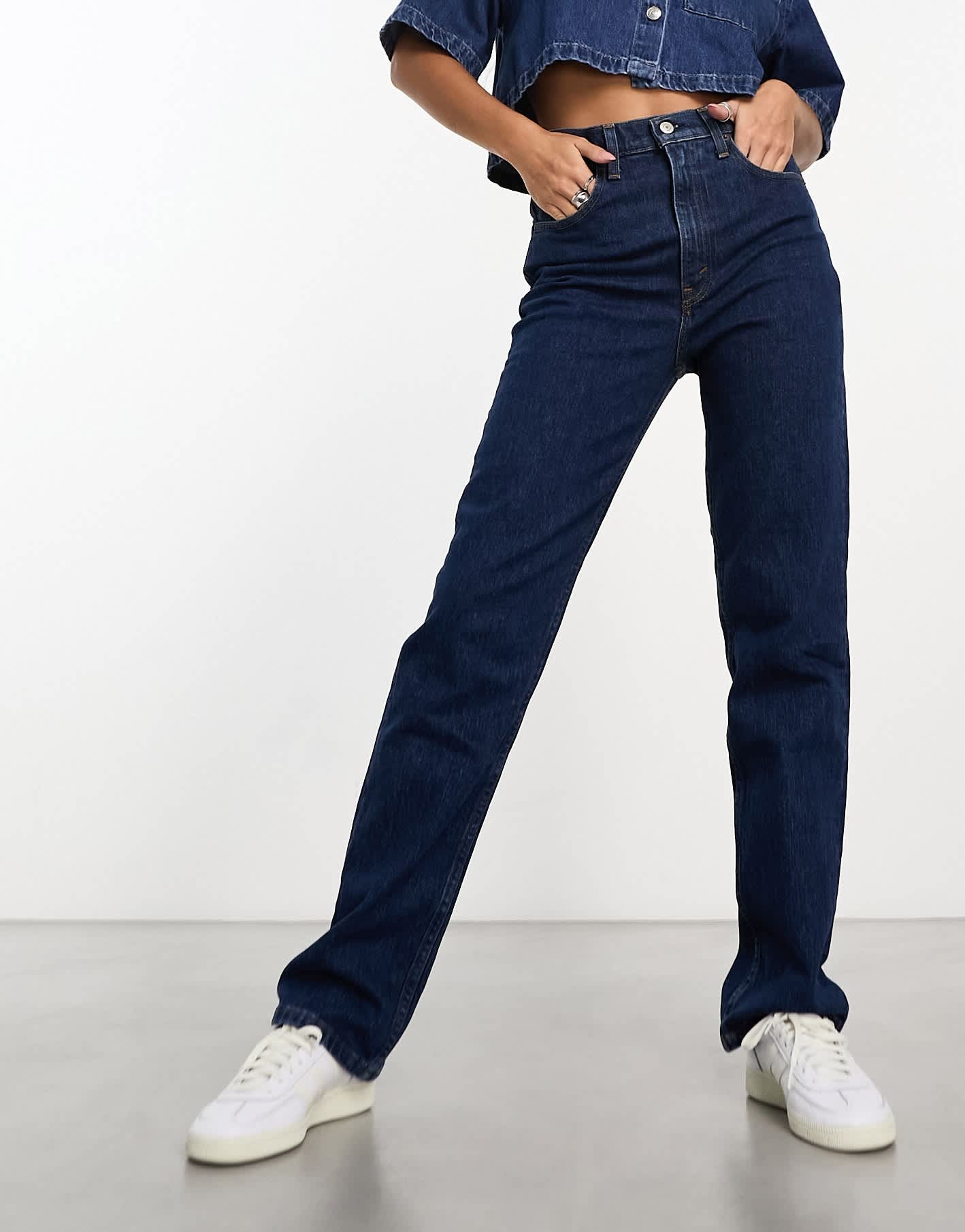 Abercrombie & Fitch 90s straight fit jeans in dark wash blue