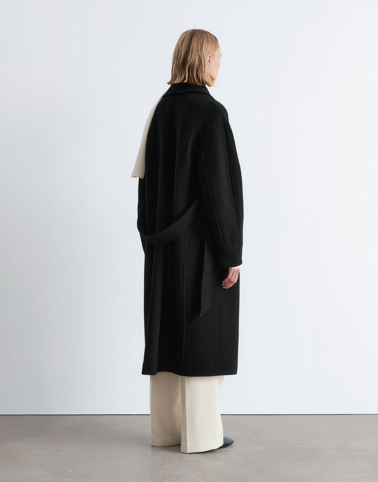& Other Stories belted wool coat in black