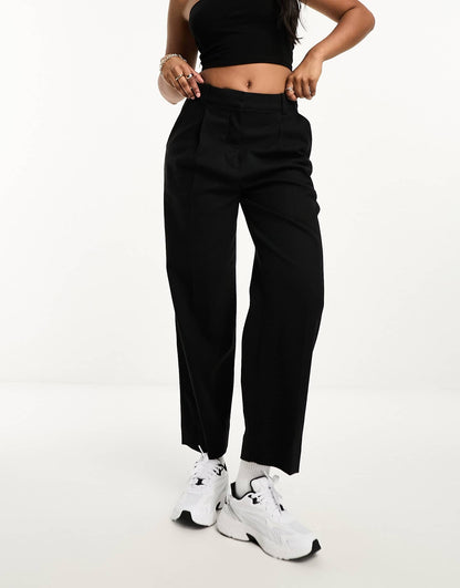 & Other Stories slim leg tailored trousers in black