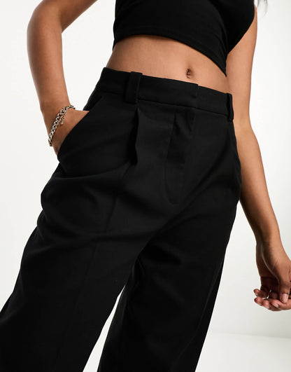 & Other Stories slim leg tailored trousers in black