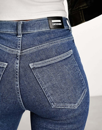 Dr Denim Moxy straight leg jeans in cape mid plain