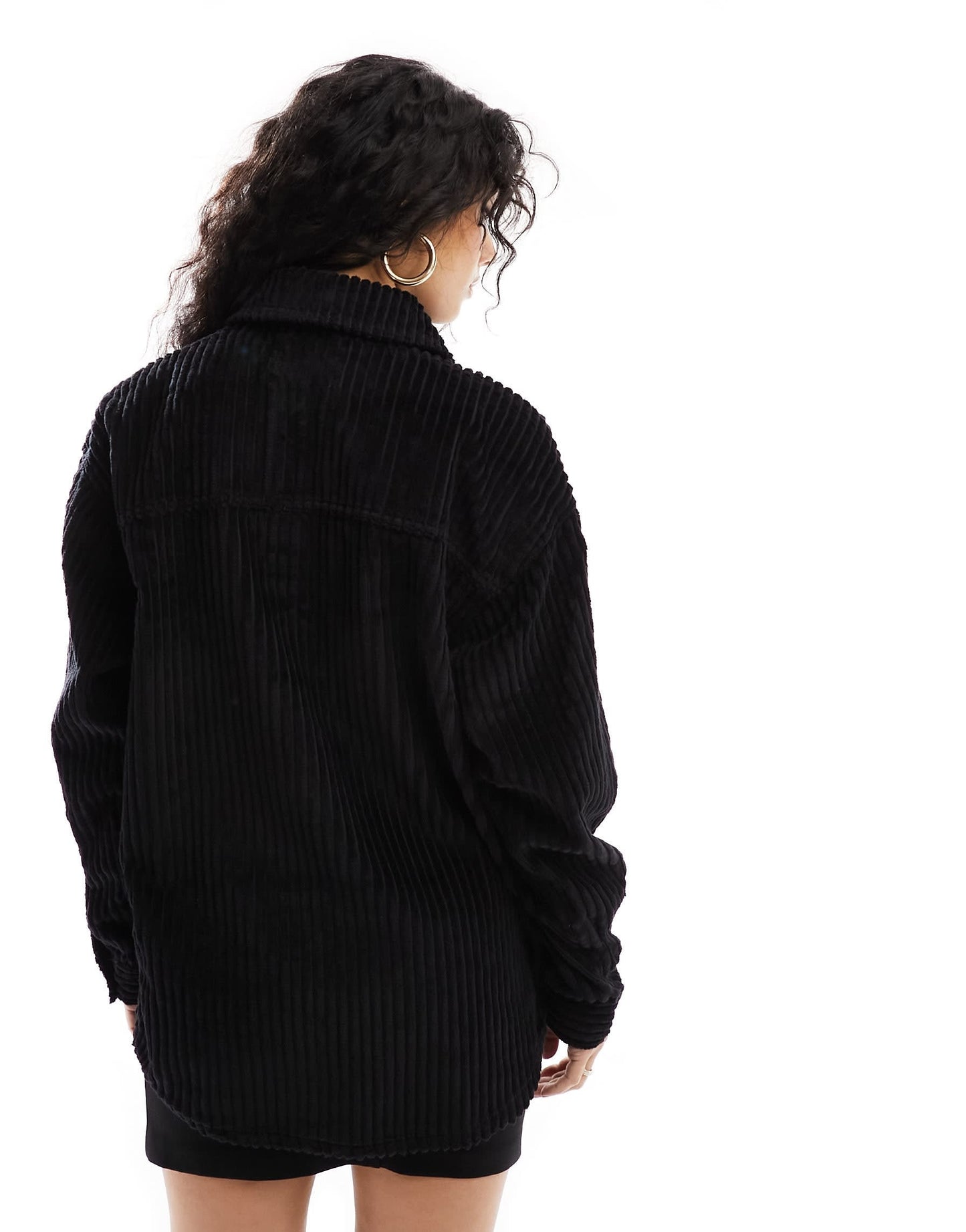 ASOS DESIGN jumbo cord shacket in black