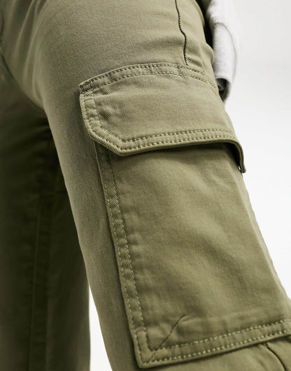 ASOS DESIGN slim cargo with pockets in khaki