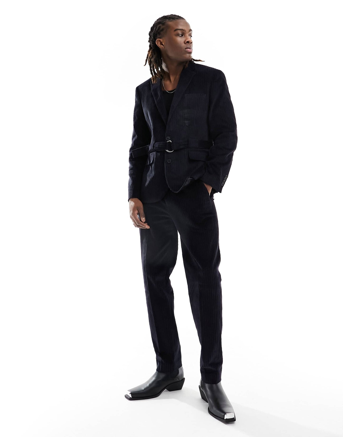 ASOS DESIGN slim suit jacket in black cord
