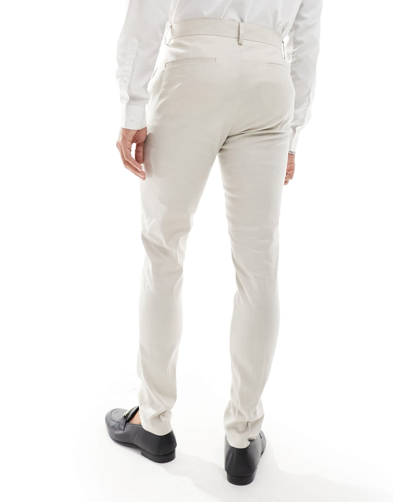 ASOS DESIGN skinny linen mix suit trousers in stone